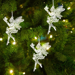 3pcs Christmas Acrylic Snowflake Ice Angel Wing Pendants