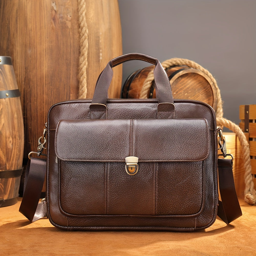 Men's Leather Business Tote Bag Vintage Briefcase