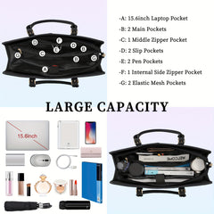 Waterproof PU Leather Laptop Work Bag for Women