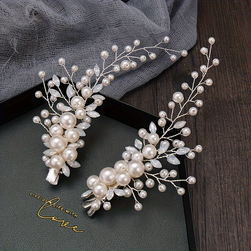 2pcs Pearl Branches Hair Clips Girls Party Fairy Bridal Fresh Hair Accessories