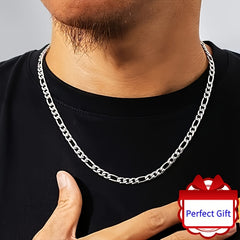 925 Silver Plated Chain Necklace Unisex Retro Style Jewelry