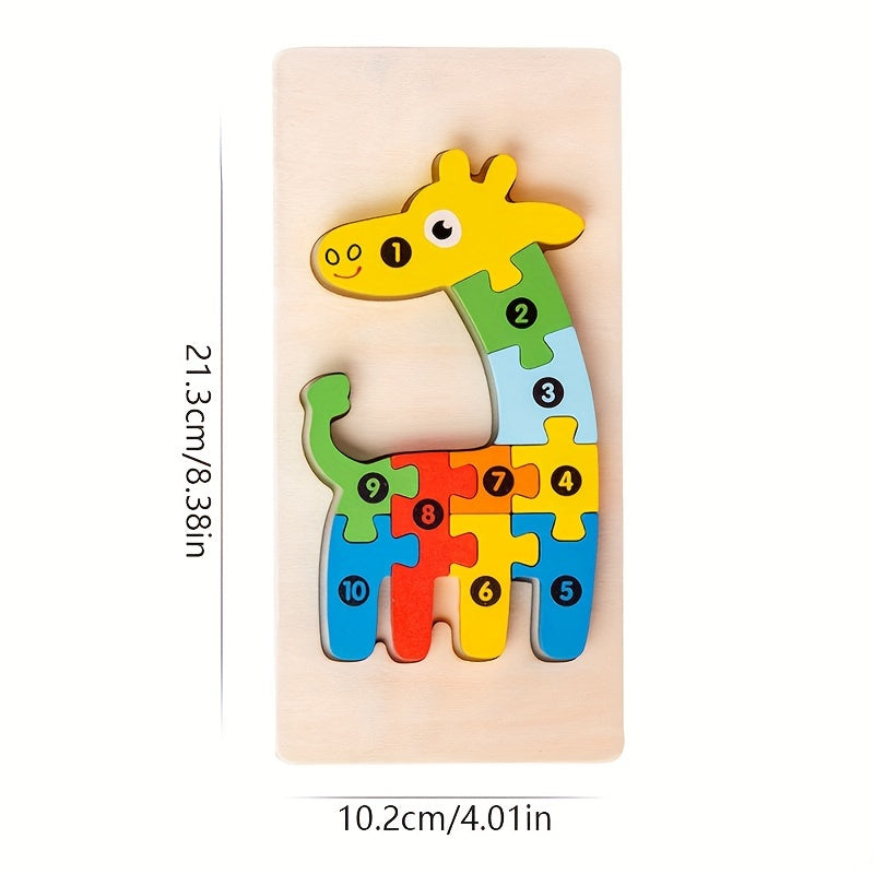 Wooden Animal Puzzles for Kids - Educational Shape Matching Toys