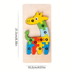 Wooden Animal Puzzles for Kids - Educational Shape Matching Toys