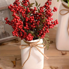 12pcs Artificial Red Berries Christmas Tree Decoration DIY Holiday Supplies