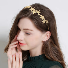 Vintage Inspired Star Geometric Hairband with Leaf Motif