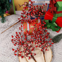 8pcs Red Artificial Berry Picks for Christmas Tree Wreath Garland Decor