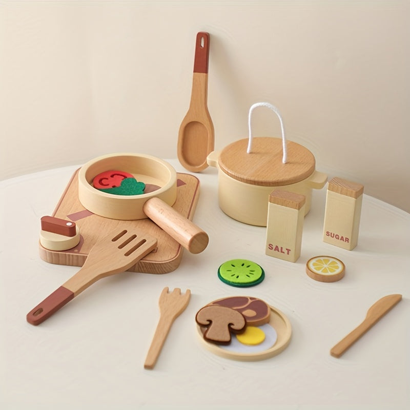 Wooden Cooking Set Toy High Quality Paint Smooth Surface No Burrs