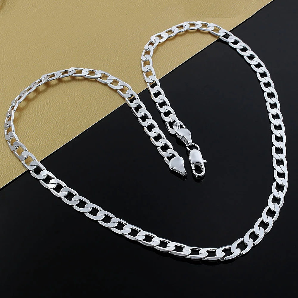Men's Sterling Silver Necklace 16-24 inches 8MM Christmas Gift