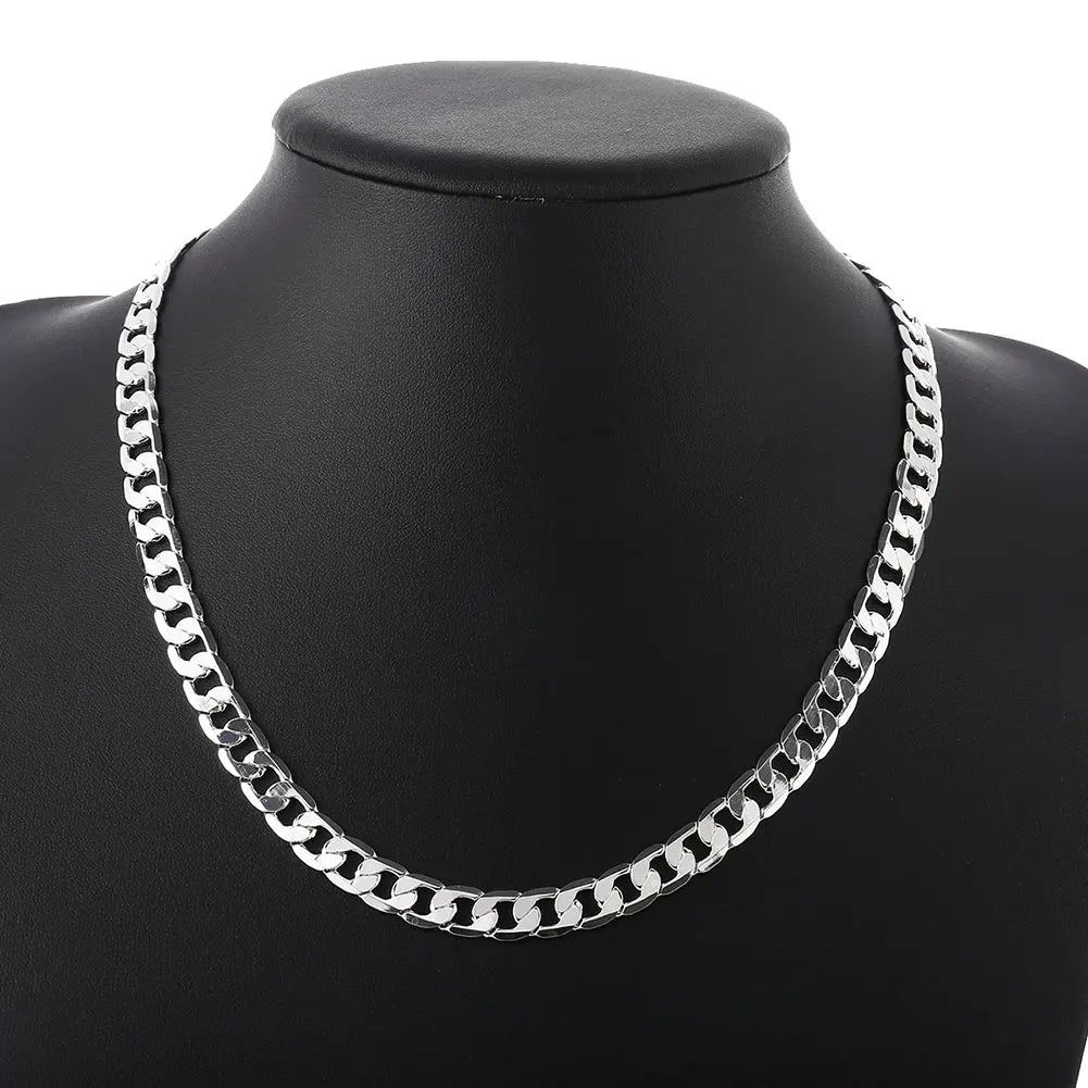 Men's Sterling Silver Necklace 16-24 inches 8MM Christmas Gift