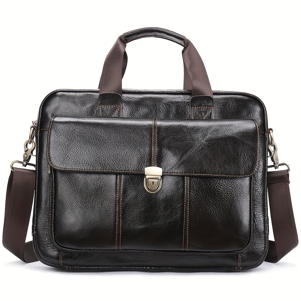 Men's Leather Business Tote Bag Vintage Briefcase