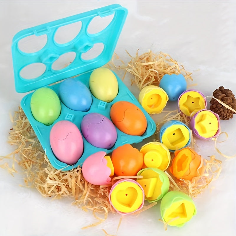6pcs Egg Puzzle Toys Color Shapes Matching 3D Mathematics Toy Gift
