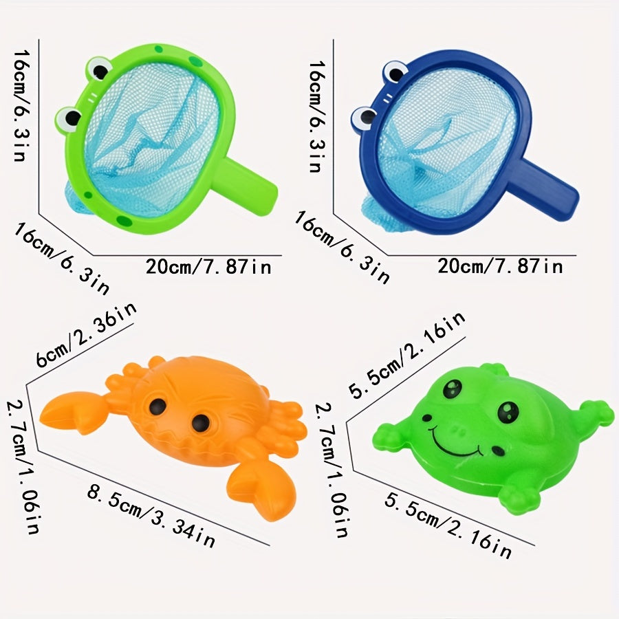 Fun Bath Time Buddies Colorful Fishing Net Water Play Animals Bathroom Toys