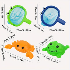 Fun Bath Time Buddies Colorful Fishing Net Water Play Animals Bathroom Toys