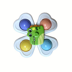 3 Cartoon Animal Spinning Tops with Suction Base - Safe Plastic Spin Toy