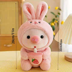 Cute Milk Tea Animal Plush Toy Pink Doll for Holiday Gift