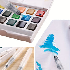 6pcs Watercolor Come Water Pen Flat Head Calligraphy Painting Practice