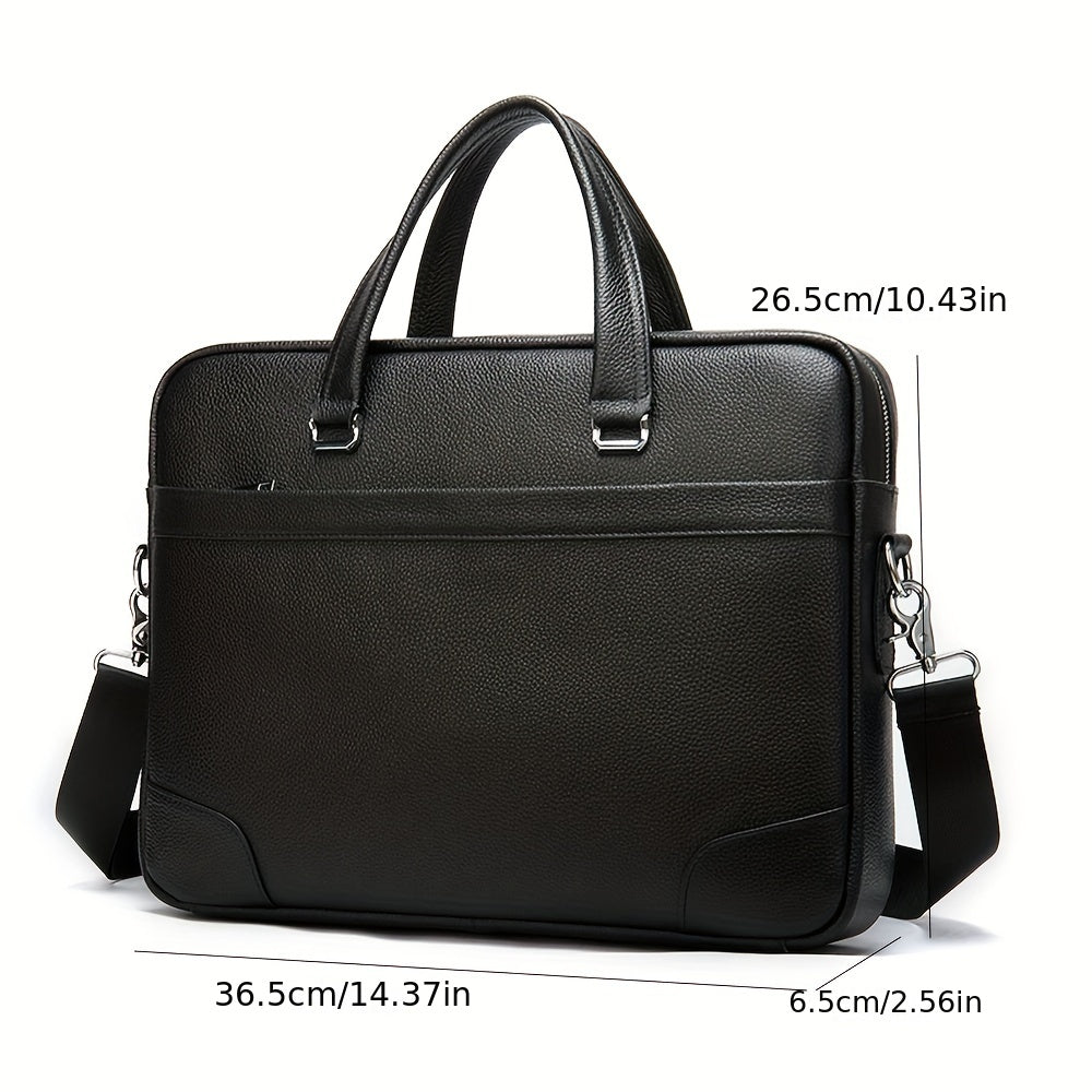 Men's Leather Laptop Tote Bag Shoulder Bag