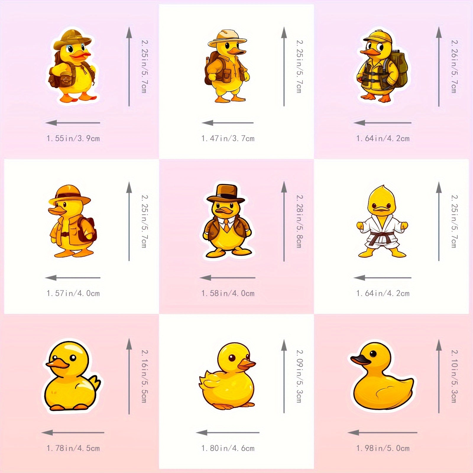 50pcs Yellow Duck Stickers for Guitar Skateboard Laptop Car Helmet