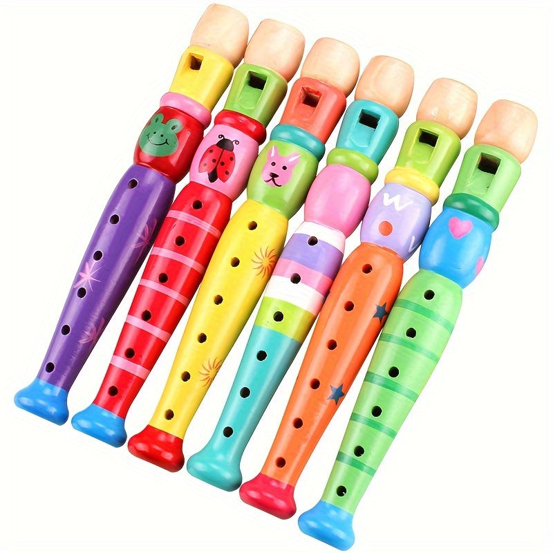Kids Wooden Cartoon Flute Recorder - Perfect Christmas Gift for Music Lovers