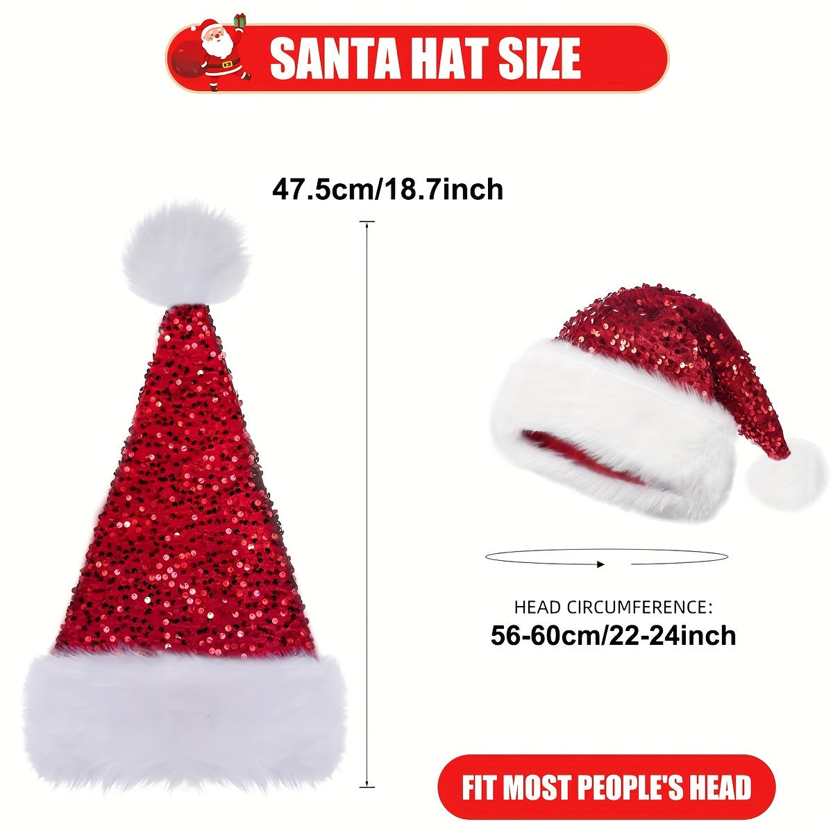 Sparkling Christmas Ball Cap With Plush Pom Pom Festive Holiday Costume