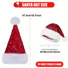 Sparkling Christmas Ball Cap With Plush Pom Pom Festive Holiday Costume