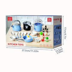 32-Piece Kids Kitchen Playset with Pretend Cooking & Food Toys