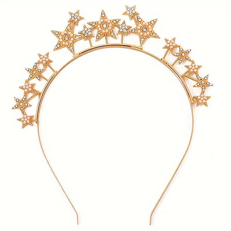Golden Rhinestone Star Headband for Party