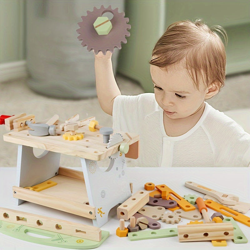 Wooden Play Tool Set for Kids Screw & Nut Puzzle Assembly DIY Crafts