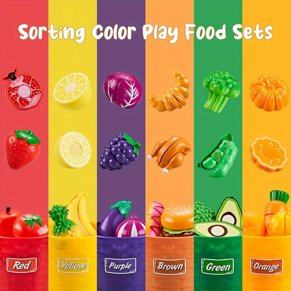 SHIMFUN Play Food Kitchen Playset for Toddlers Cutting Board Fruits Vegetables