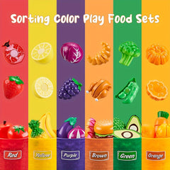 SHIMFUN Play Food Kitchen Playset for Toddlers Cutting Board Fruits Vegetables