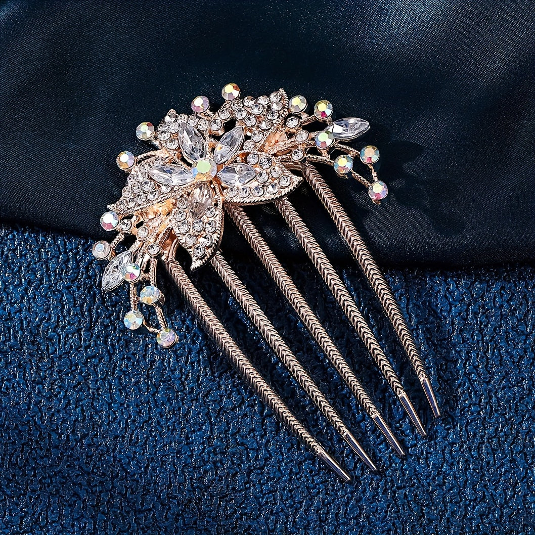 Vintage Rhinestone Hair Comb for Women Elegant Princess Style