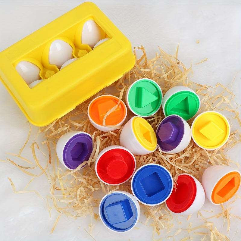 6pcs Egg Puzzle Toys Color Shapes Matching 3D Mathematics Toy Gift