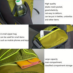Large Capacity Hiking Backpack for Men and Women with Water-Repellent Nylon