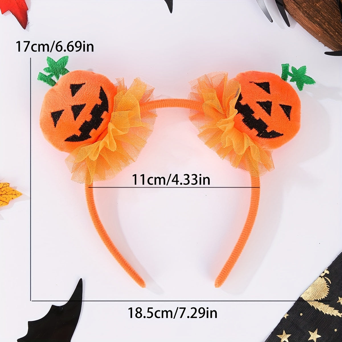 Halloween Pumpkin Headband with Tulle Accents