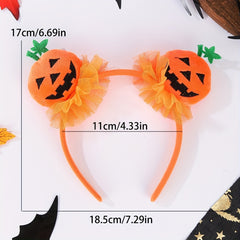 Halloween Pumpkin Headband with Tulle Accents