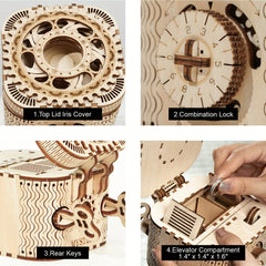 Wooden Puzzle Mechanical Treasure Box Model DIY Brain Teaser Project