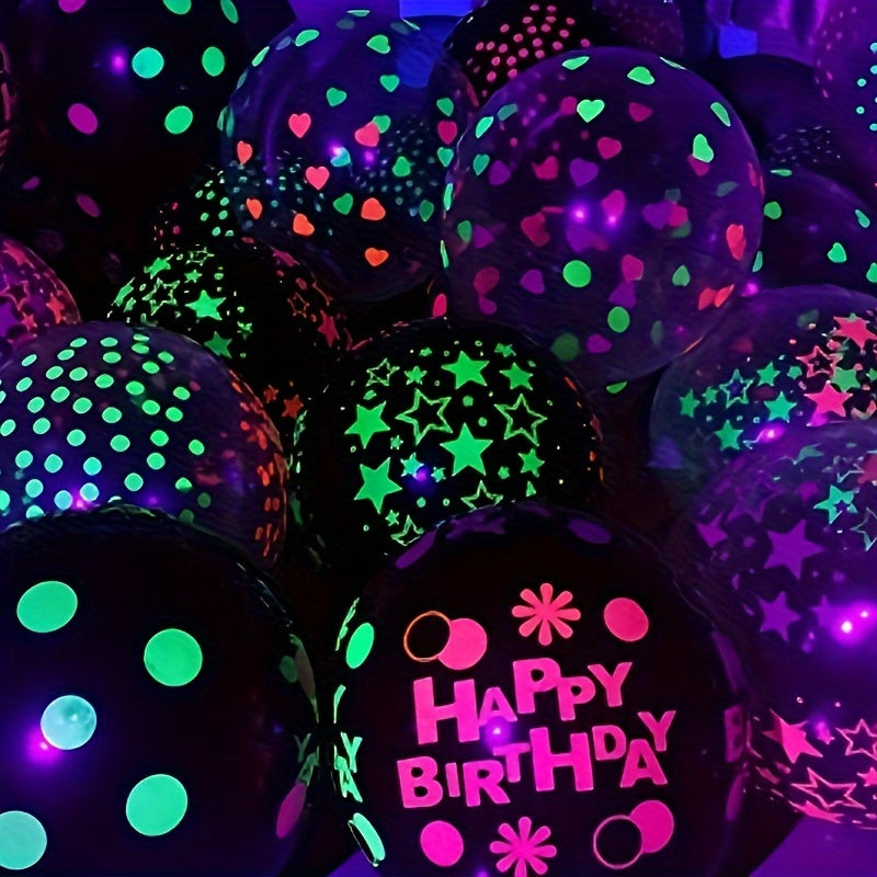 Neon Glow Balloons UV Blacklight Latex Balloons Mixed Polka Dot Reusable