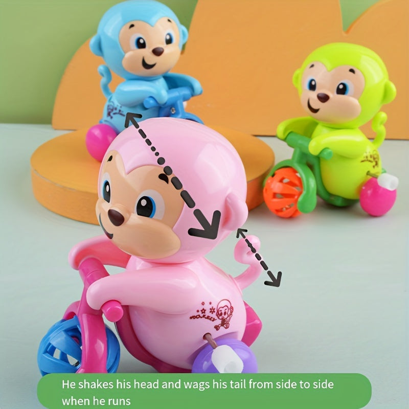 Clockwork Monkey Wind Up Toy with Ringing Bell for Kids - No Batteries Required