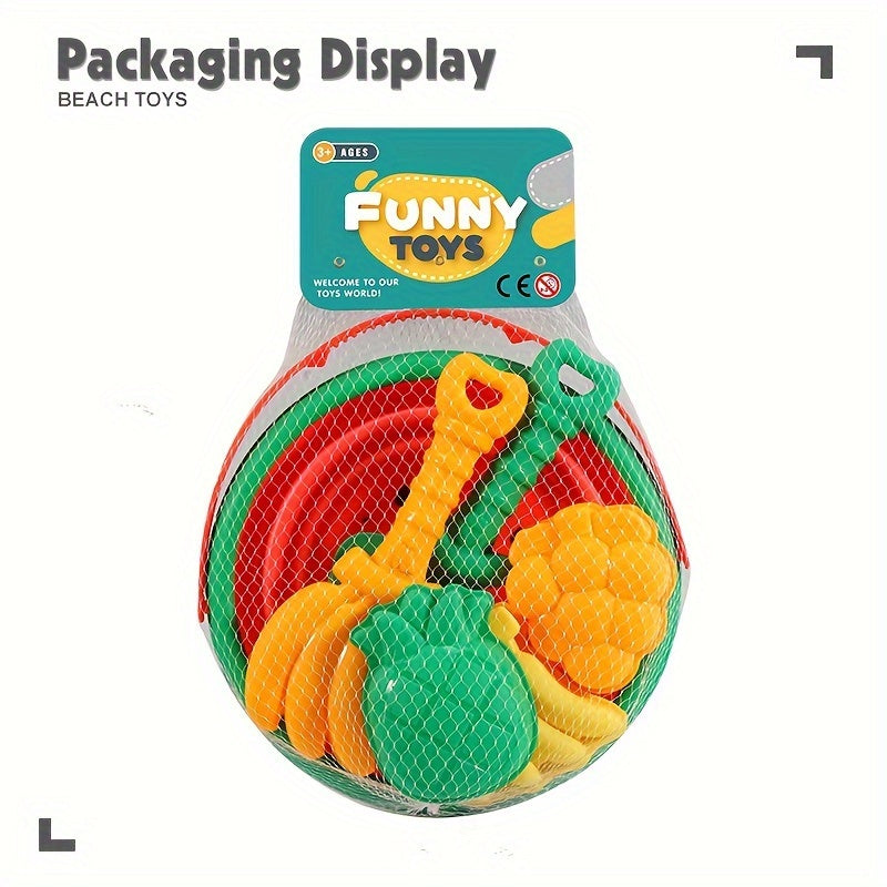 Kids' 5-Piece Beach Sand Toy Set with Bucket & Shovels - Durable PP Material