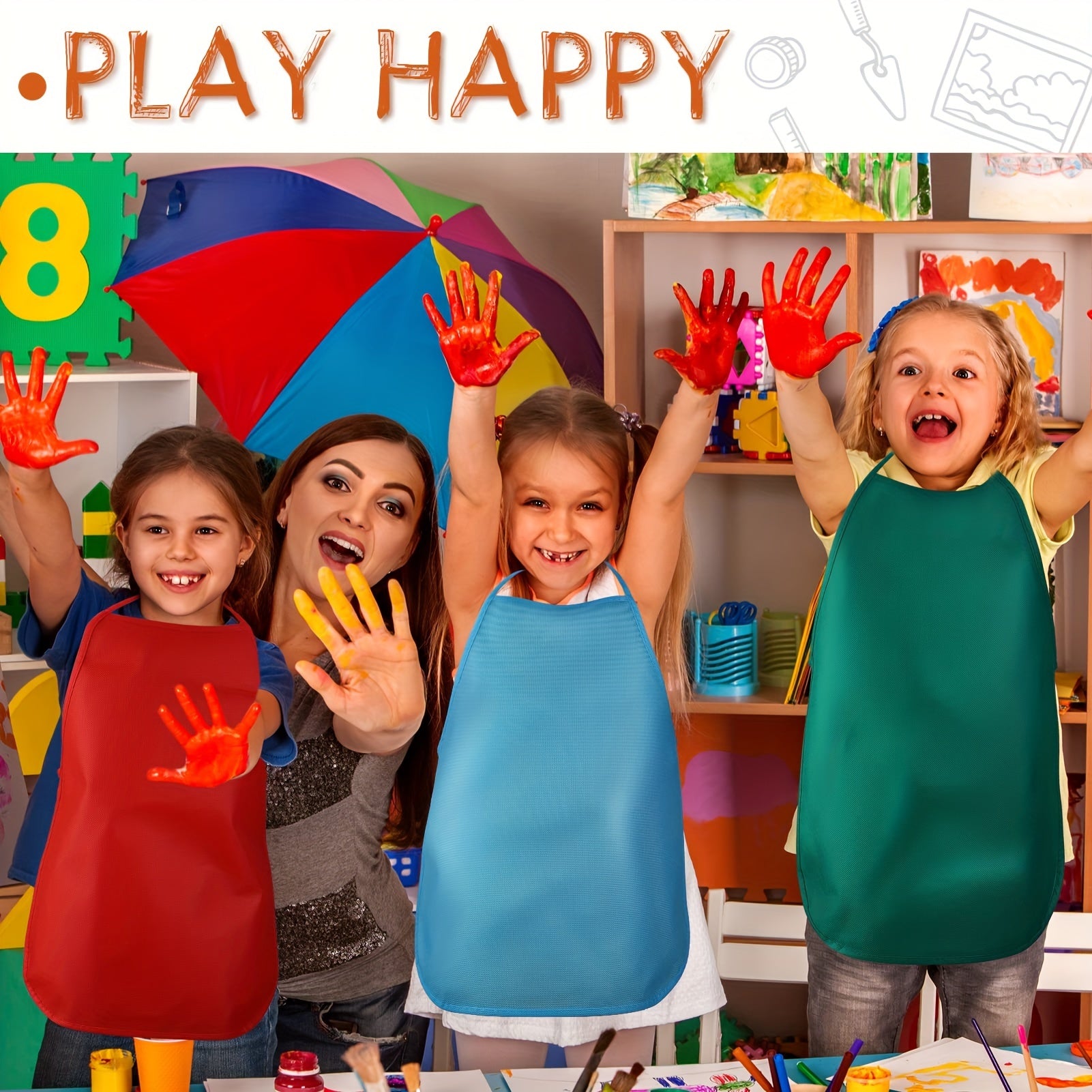 12pcs Art Smocks for Kids & Adults - Painting Aprons for Kitchen & Classroom