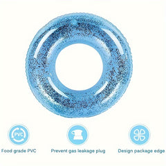 Glitter Swim Tube Transparent Pool Inner Tube w/ Sequins for Beach Pool Party