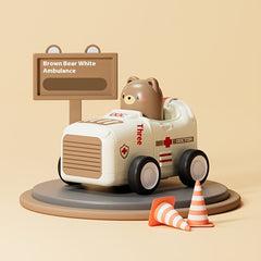 Kids' Cartoon Animal Cars Inertia Toy Vehicles Red Yellow