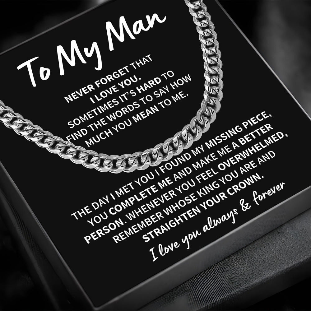 Cuban Link Chain Necklace Engraved Jewelry for Men