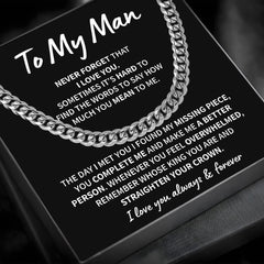 Cuban Link Chain Necklace Engraved Jewelry for Men