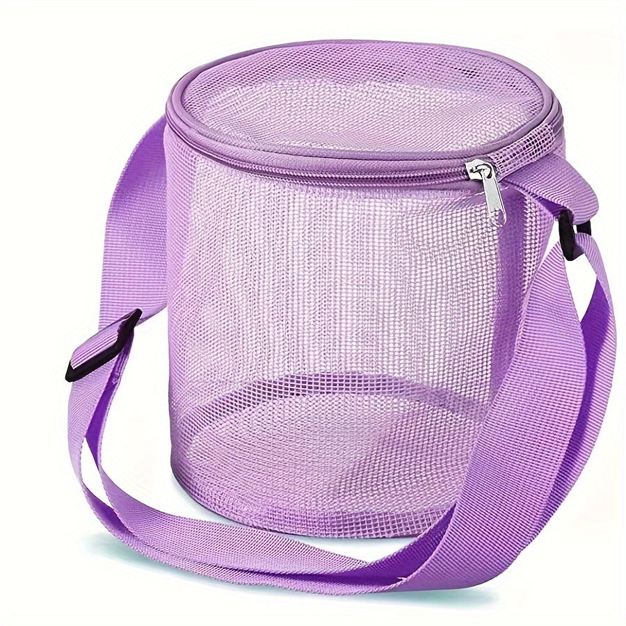 4pcs Beach Toys Mesh Bag Shell Collecting Adjustable Straps Zipper Sand Party Ac