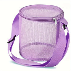 4pcs Beach Toys Mesh Bag Shell Collecting Adjustable Straps Zipper Sand Party Ac