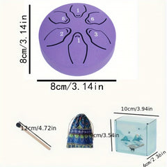 Portable 3 Inch Mini Steel Tongue Drum in Lake Purple Red Golden