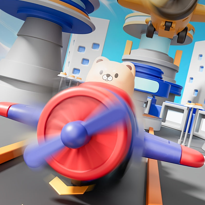 Animal Airplane Cars Press & Go Toy Set for Kids - Red Yellow