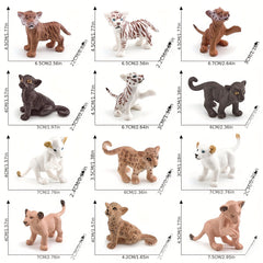 Realistic Lion & Leopard Cub Toy Set for Kids' Room Decor