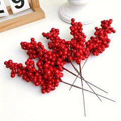 12pcs Artificial Red Berries Christmas Tree Decoration DIY Holiday Supplies